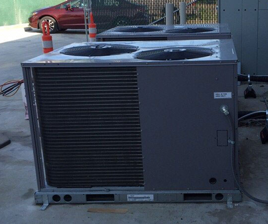 Commercial HVAC installation in Tracy with 7.5 ton heat pump condensers
