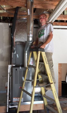 Mike standing by a new AC installation in Stockton, CA