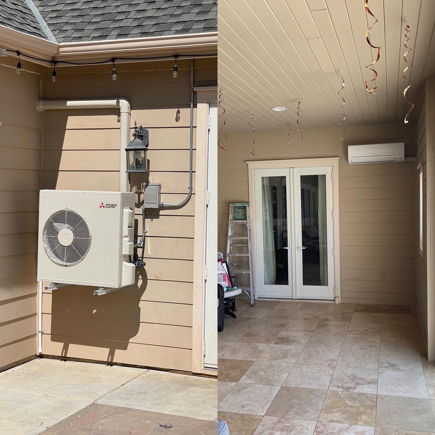 Ductless air conditioning installed in Sun Room in Oakdale, California
